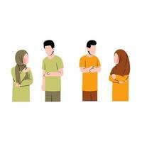 Set Of A Man And A Muslim Woman Talking Character vector