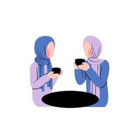 mujeres musulmanas hablando en un cafe vector