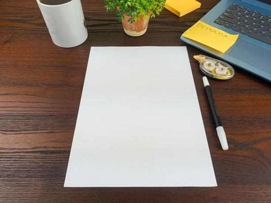 Flat lay with sketchbook, and office supplies on white background. Top view  mockup Stock Photo by ©woodpencil 184081728