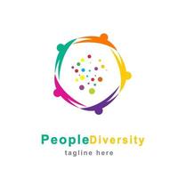 logotipo abstracto diversidad y unión de personas sociales. icono del logotipo del equipo social. diversidad social, trabajo en equipo. vector