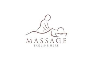 logotipo de masaje corporal, icono del centro de spa corporal, salón de masajes, spa, relax, rejenuvate, aceite esencial, fondo blanco, ilustración vectorial vector