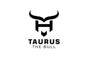 logotipo de la letra h, logotipo de toro, logotipo de toro de cabeza, elemento de plantilla de diseño de logotipo de monograma vector