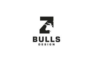 logotipo de la letra z, logotipo de toro, logotipo de toro de cabeza, elemento de plantilla de diseño de logotipo de monograma vector