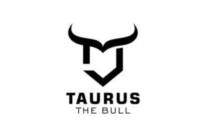 logotipo de letra j, logotipo de toro, logotipo de toro de cabeza, elemento de plantilla de diseño de logotipo de monograma vector