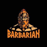 Barbarian man head in black background vector