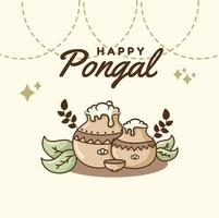 cute happy pongal background with butter vector