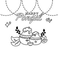 cute happy pongal background with butter vector coloring book