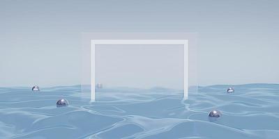 frame background floating on water surface Frames for products and advertisements 3D illustration photo