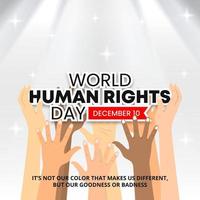 World human rights day background with different colored hands vector