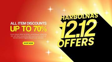 Harbolnas 12 12 or Indonesia online shopping day background with shadow text vector