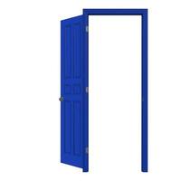 open isolated blue door closed 3d illustration rendering photo