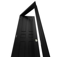 puerta negra aislada abierta cerrada representación de ilustración 3d foto