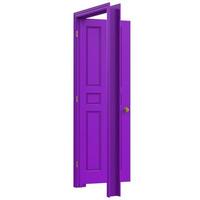 open isolated door closed 3d illustration purple rendering photo