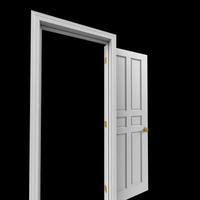 open isolated door closed 3d illustration rendering photo