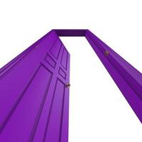 open isolated door closed 3d illustration purple rendering photo