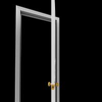 open isolated white door closed 3d illustration rendering photo