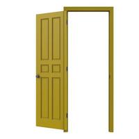 open yellow isolated door closed 3d illustration rendering photo