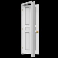 open isolated white door closed 3d illustration rendering photo