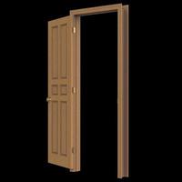 open wood isolated door closed wooden 3d illustration rendering photo