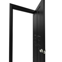 open isolated black door closed 3d illustration rendering photo