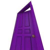 open isolated door closed 3d illustration purple rendering photo