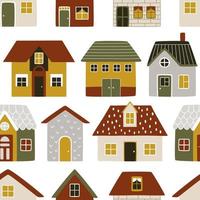 Scandinavian vector houses for sleepers in a kids room or for home decor. Vector seamless pattern