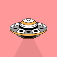 Illustration of flying UFO on a bright background vector
