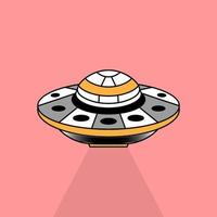 Illustration of flying UFO on a bright background vector