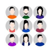 icon face of men and women with flat design style vector