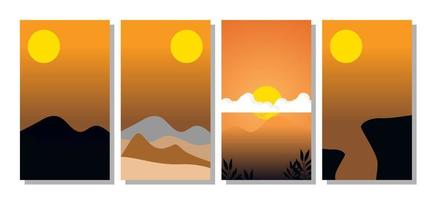 Landscape background with sunset and mountaint view in the afternoon for poster, flyers, party invitations vector