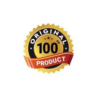 Gold and red color 100 original product badge vector