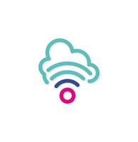 Wifi logo icon on abstract colorful cloud. Backup on the Internet. Informatics lines. Modern lines with new pop art colors. Bold line clean style template set. vector