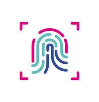 Abstract colorful digital fingerprint logo icon. Fingerprint focus. Modern lines with new pop art colors. Bold line clean style template set. vector