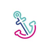 Abstract colorful ship anchor logo icon. Modern lines with new pop art colors. Bold line clean style template set. vector