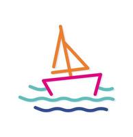 Abstract colorful sailing boat logo icon. To sail by sailing. Modern lines with new pop art colors. Bold line clean style template set. vector