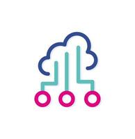 Abstract colorful cloud logo icon. backup on the internet. Informatics lines. Modern lines with new pop art colors. Bold line clean style template set. vector