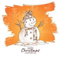 Merry Christmas festival background with snowman design vector