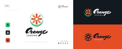 diseño de logotipo naranja simple y mínimo con concepto de carga. ideal para negocios, aplicaciones, empresas de nueva creación y logotipo de tecnología vector