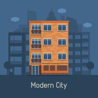 Modern Multistory House on City Background vector