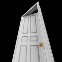 open isolated white door closed 3d illustration rendering photo