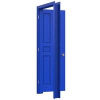 puerta azul aislada abierta cerrada ilustración 3d renderizado foto