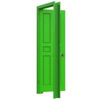 open green isolated door closed 3d illustration rendering photo