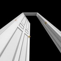 open isolated white door closed 3d illustration rendering photo