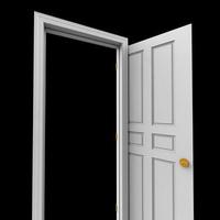 puerta blanca aislada abierta cerrada representación de ilustración 3d foto
