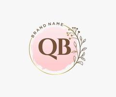 Initial QB feminine logo. Usable for Nature, Salon, Spa, Cosmetic and Beauty Logos. Flat Vector Logo Design Template Element.