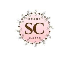 Initial SC feminine logo. Usable for Nature, Salon, Spa, Cosmetic and Beauty Logos. Flat Vector Logo Design Template Element.