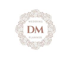 colección de logotipos de monograma de boda con letras iniciales dm, plantillas florales y minimalistas modernas dibujadas a mano para tarjetas de invitación, guardar la fecha, identidad elegante para restaurante, boutique, café en vector