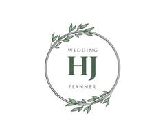 colección de logotipos de monograma de boda con letras iniciales hj, plantillas florales y minimalistas modernas dibujadas a mano para tarjetas de invitación, guardar la fecha, identidad elegante para restaurante, boutique, café en vector