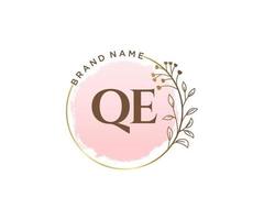 Initial QE feminine logo. Usable for Nature, Salon, Spa, Cosmetic and Beauty Logos. Flat Vector Logo Design Template Element.