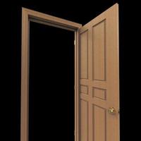 open wood isolated door closed wooden 3d illustration rendering photo